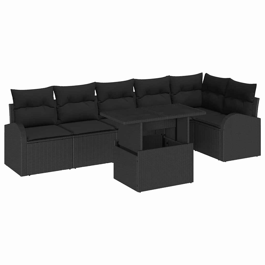 Set Divano da Giardino con cuscino 7 pcs Nero - immagine 2