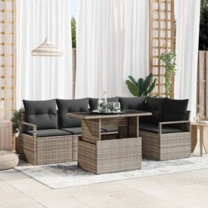 Set Divano da Giardino 6 pcs Grigio 100 x 55 x 73 cm