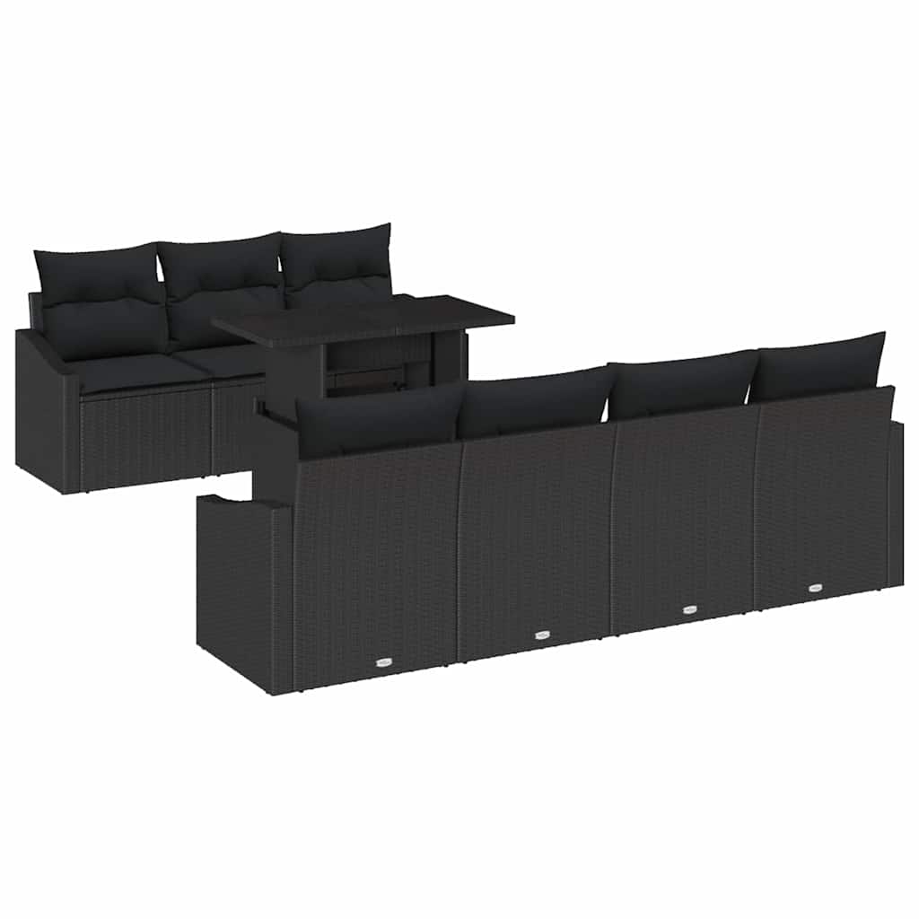 Set Divano da Giardino con cuscino 8 pcs Nero - immagine 2