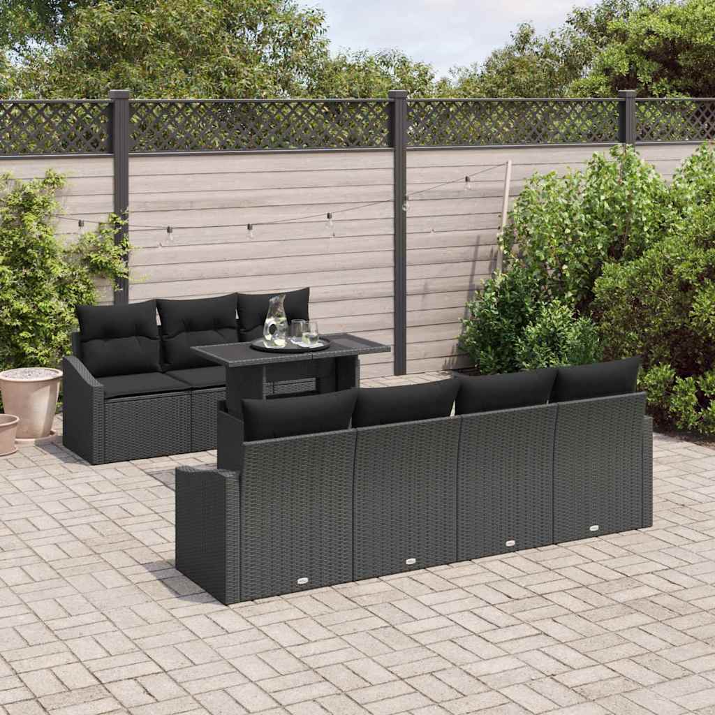 Set Divano da Giardino con cuscino 8 pcs Nero - immagine 3