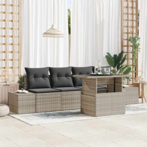 Set Divano da Giardino 5 pcs Grigio chiaro 100 x 55 x 73 cm