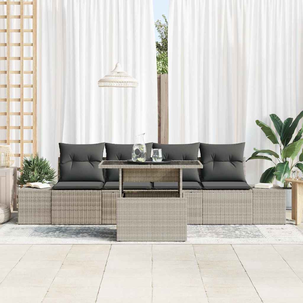 Set Divano da Giardino 5 pcs Grigio chiaro 100 x 55 x 73 cm - immagine 3