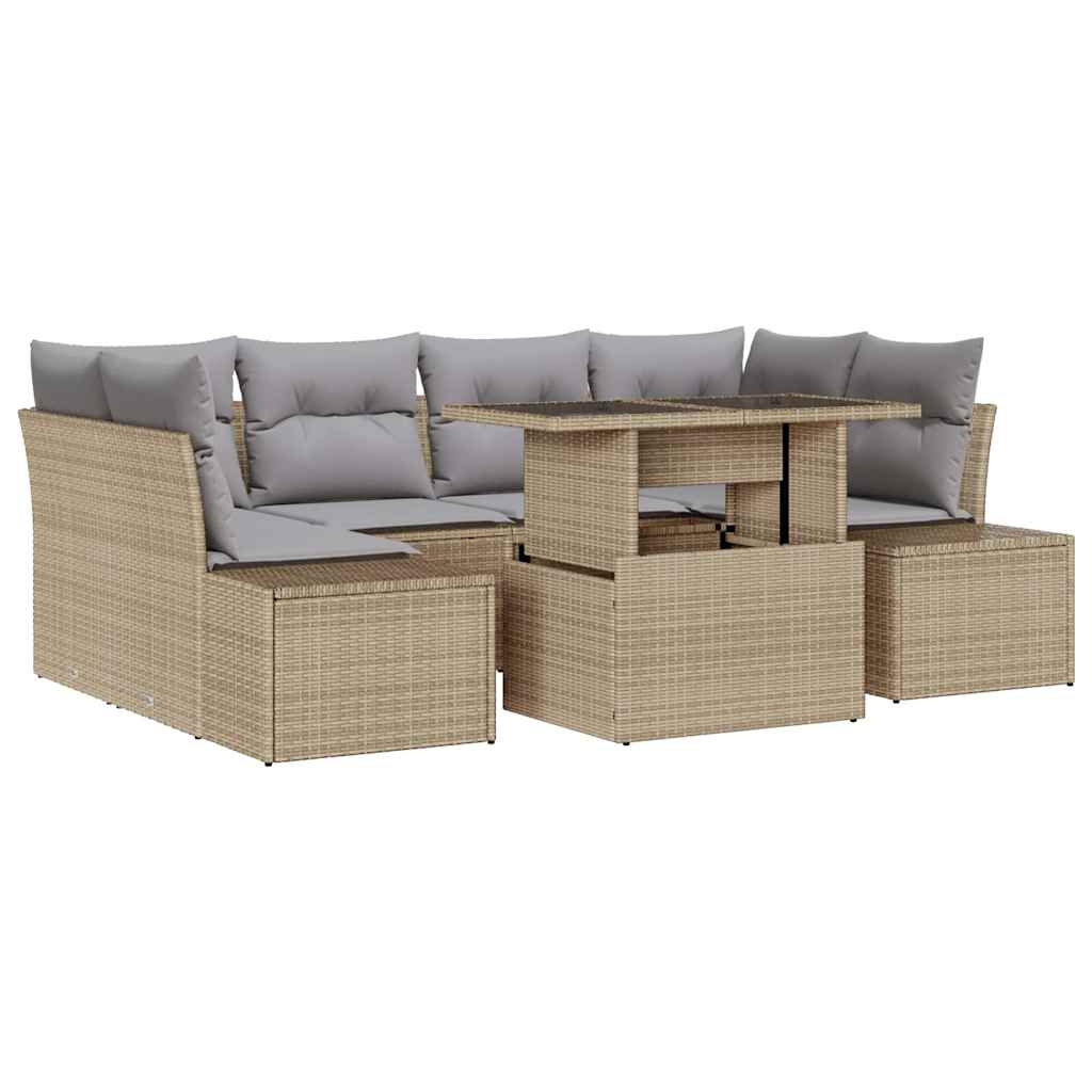 Set di divani 7 pcs Beige e Grigio Chiaro polyrattan - immagine 2