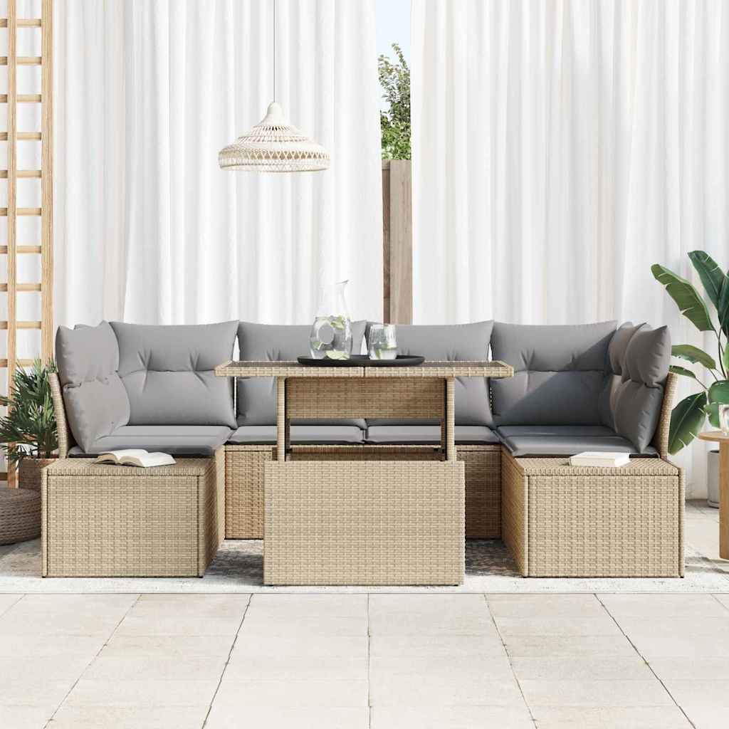 Set di divani 7 pcs Beige e Grigio Chiaro polyrattan - immagine 3