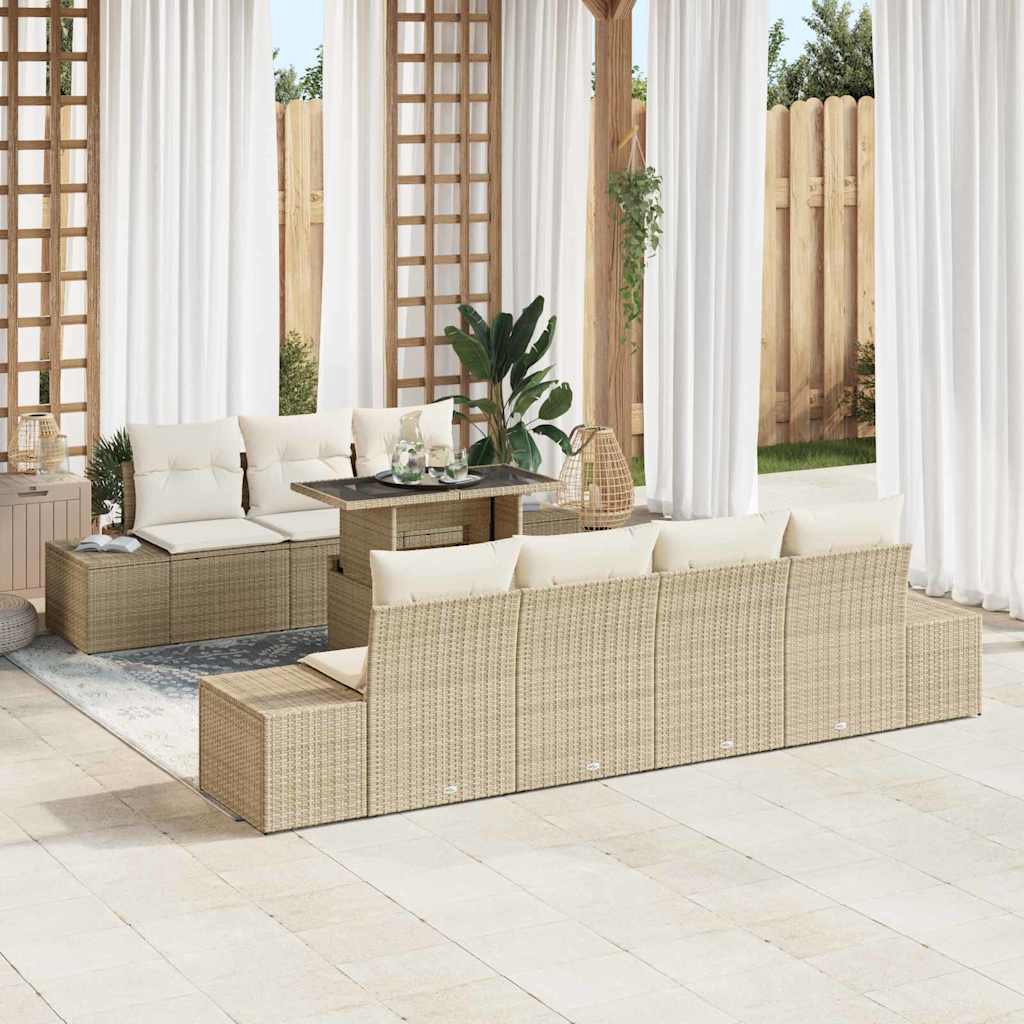 Set Divano da Giardino 8 pcs beige e panna 100 x 55 x 73 cm