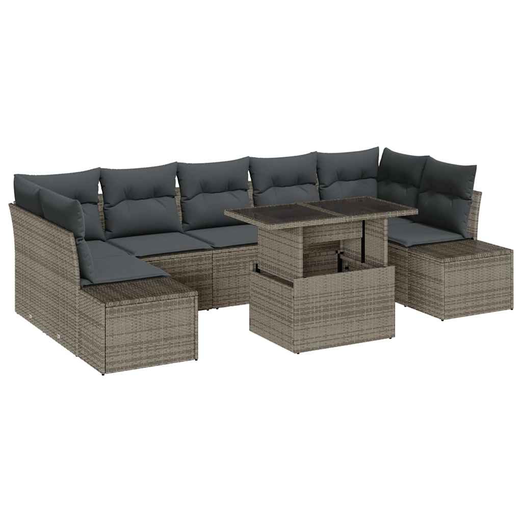 Set di divani con cuscino 8 pcs Grigio polyrattan - immagine 2