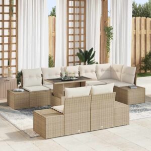 Set Divano da Giardino 9 pcs beige e panna 100 x 55 x 73 cm