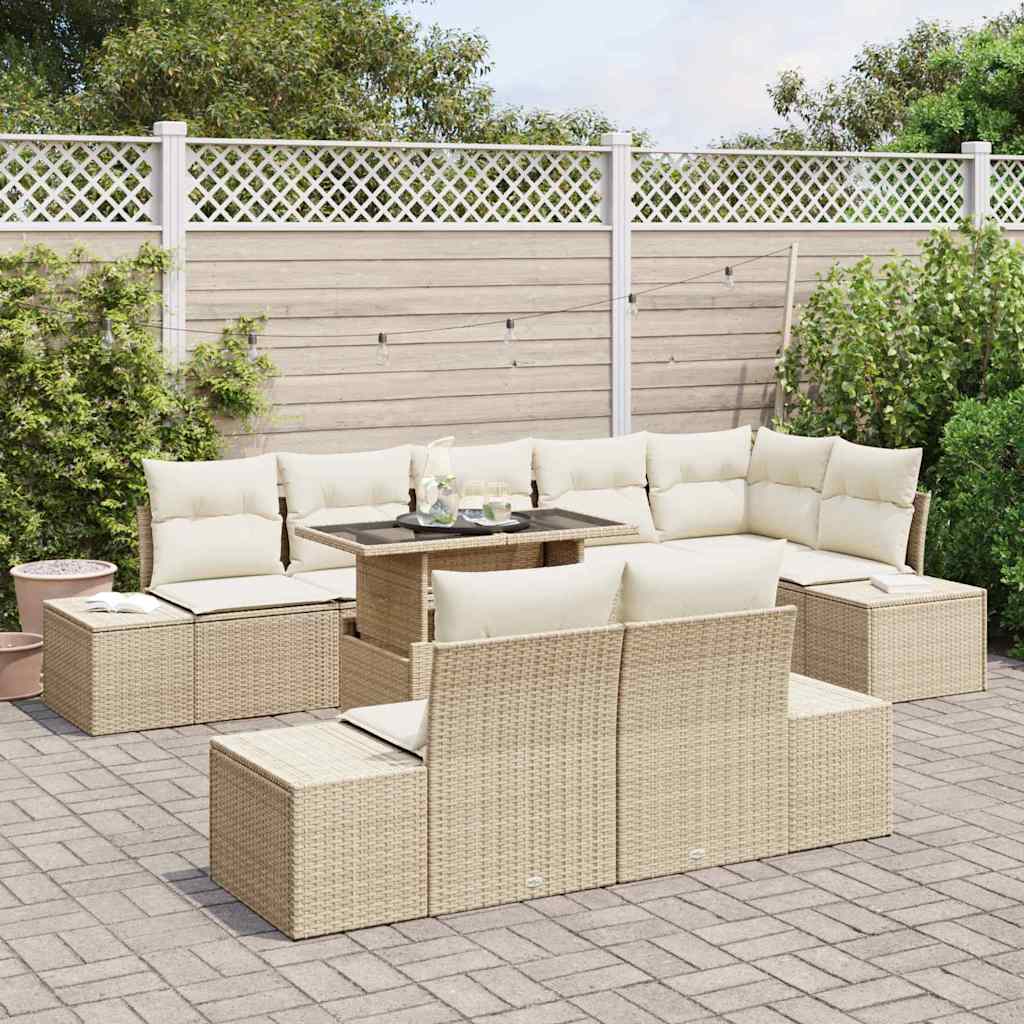 Set Divano da Giardino 9 pcs beige e panna 100 x 55 x 73 cm - immagine 3
