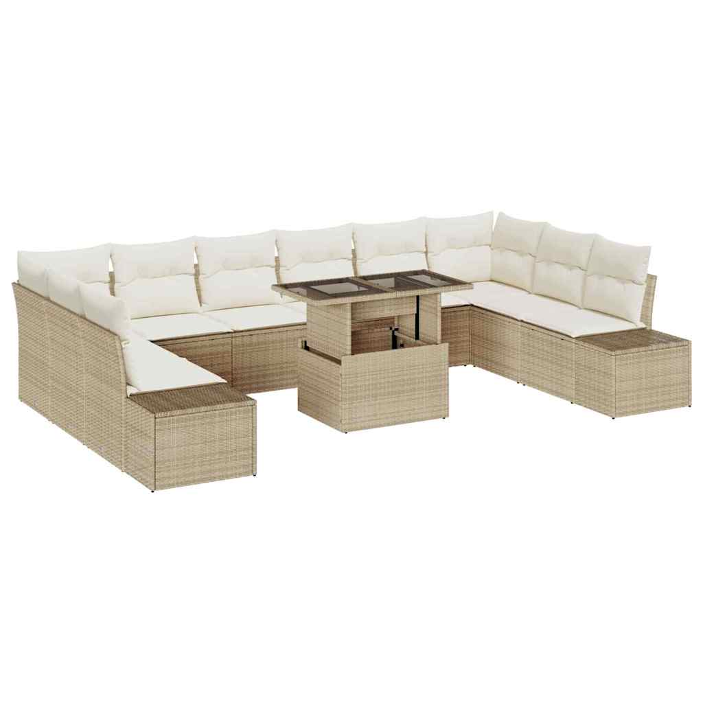 Set Divano da Giardino 11 pcs beige e panna 100 x 55 x 73 cm - immagine 2