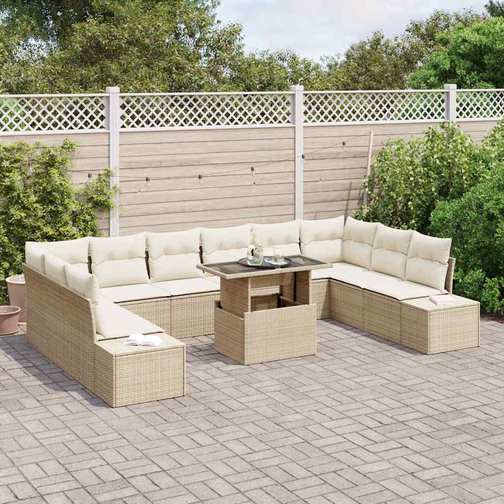 Set Divano da Giardino 11 pcs beige e panna 100 x 55 x 73 cm - immagine 3