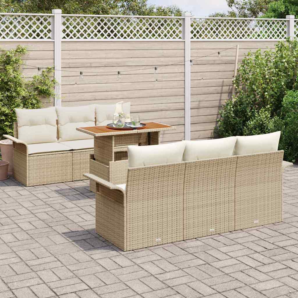 Set Divano da Giardino con cuscino 7 pcs beige e panna - immagine 3