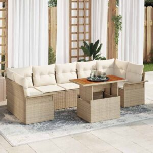 Set Divano da Giardino 8 pcs beige e panna 100 x 55 x 73 cm