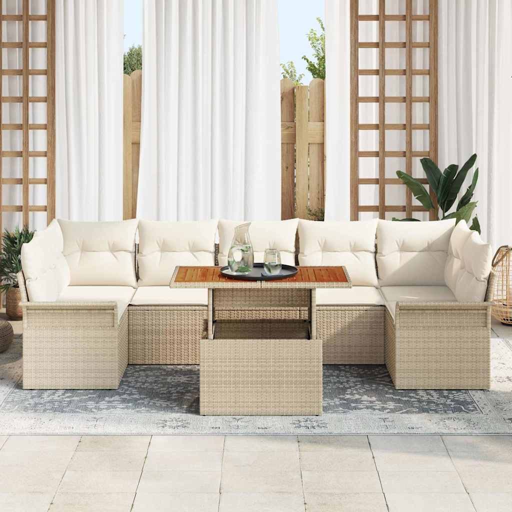 Set Divano da Giardino 8 pcs beige e panna 100 x 55 x 73 cm - immagine 3