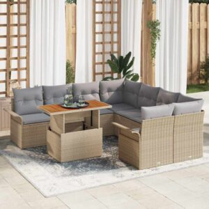 Set Divano da Giardino con cuscino beige e grigio chiaro