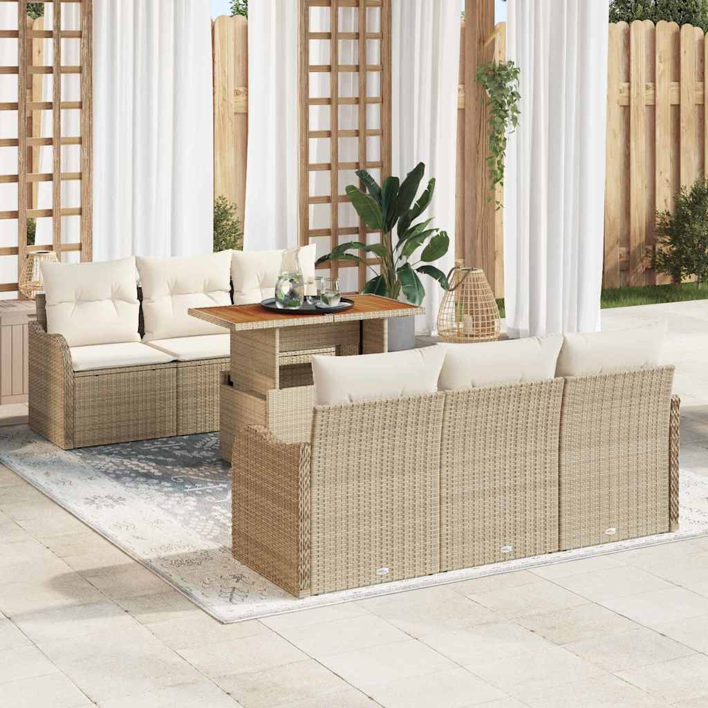 Set Divano da Giardino 7 pcs beige e panna 100 x 55 x 73 cm