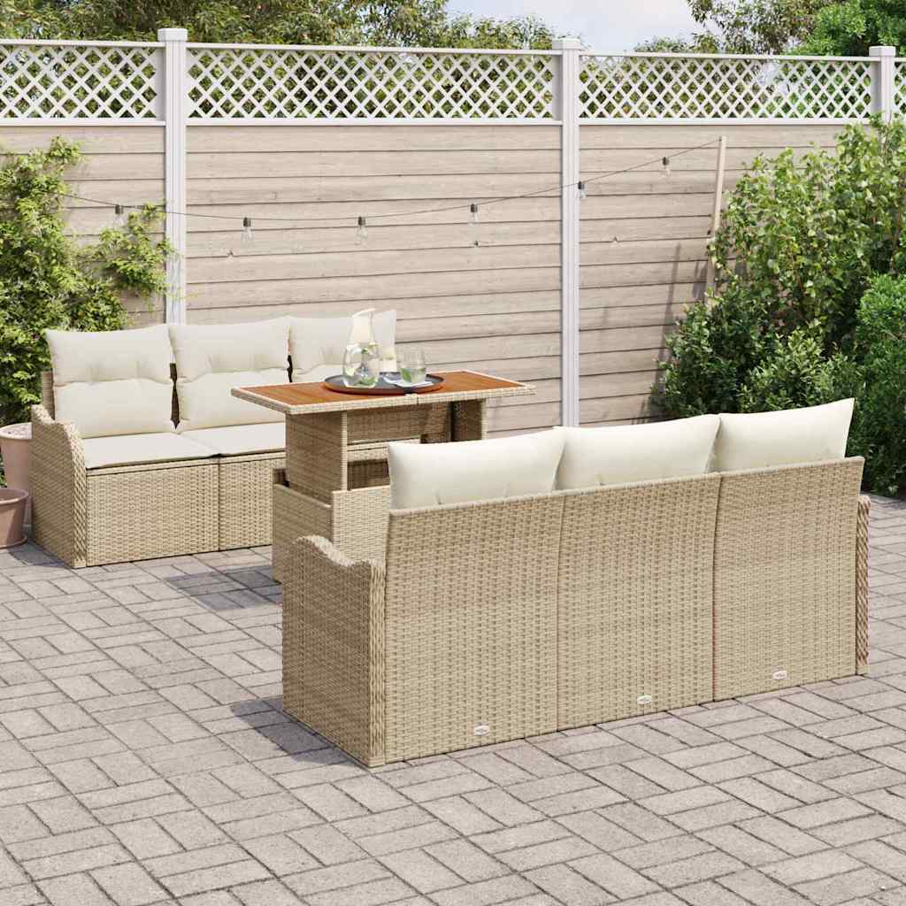 Set Divano da Giardino 7 pcs beige e panna 100 x 55 x 73 cm - immagine 3