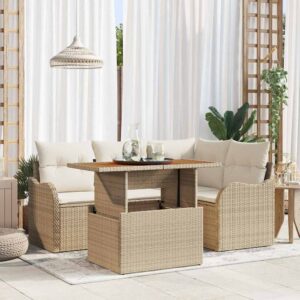 Set Divano da Giardino 5 pcs beige e panna 100 x 55 x 73 cm