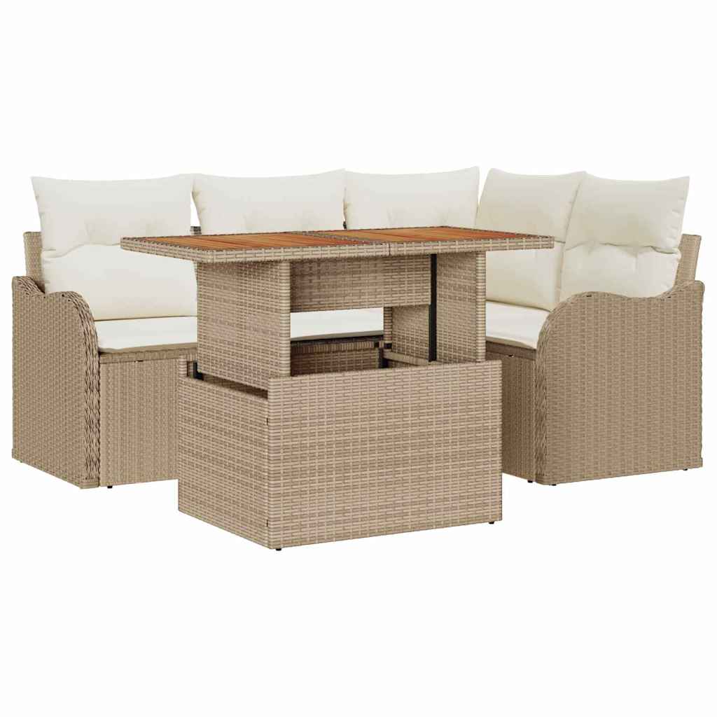 Set Divano da Giardino 5 pcs beige e panna 100 x 55 x 73 cm - immagine 2