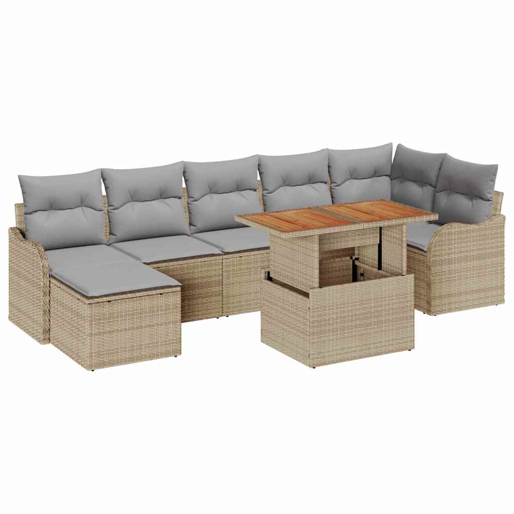 Set Divano da Giardino con cuscino 8 pcs beige e grigio chiaro - immagine 2