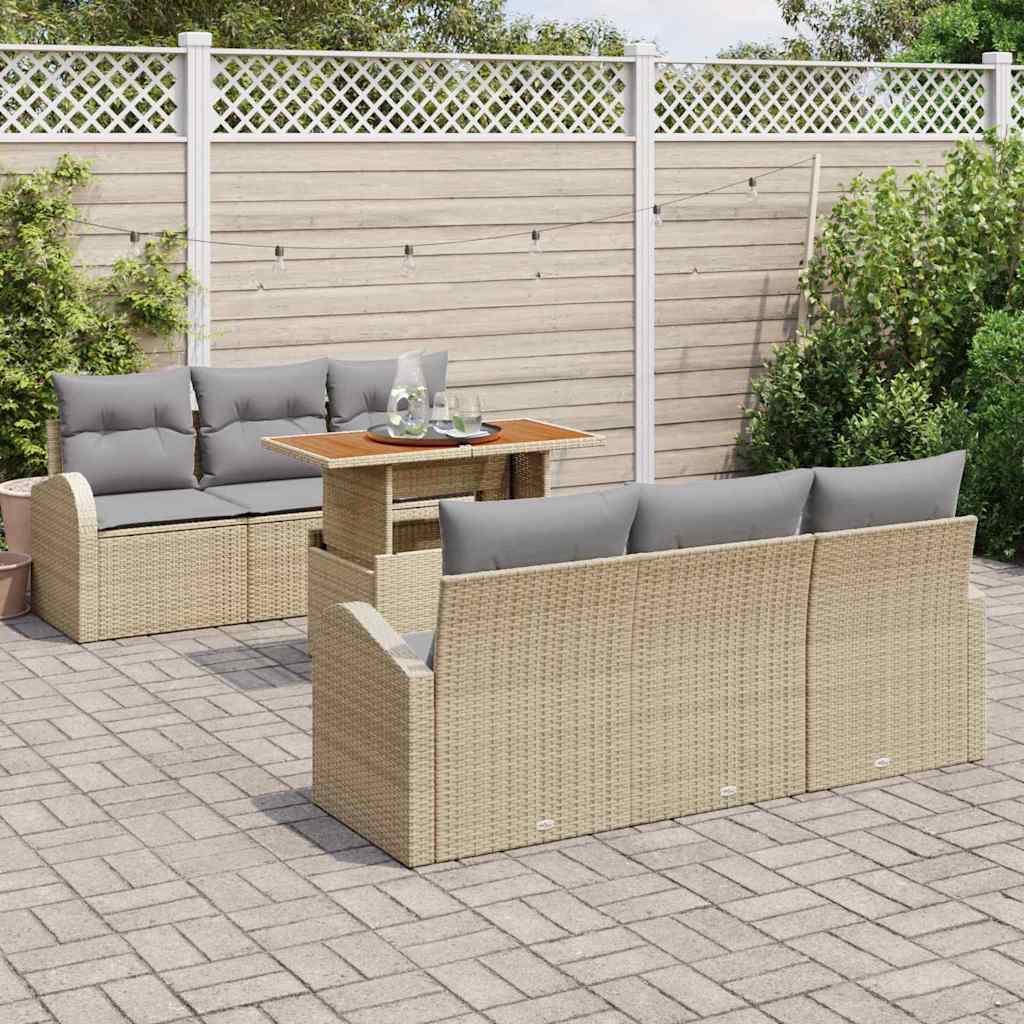 Set Divano da Giardino con cuscino 7 pcs beige e grigio chiaro - immagine 3