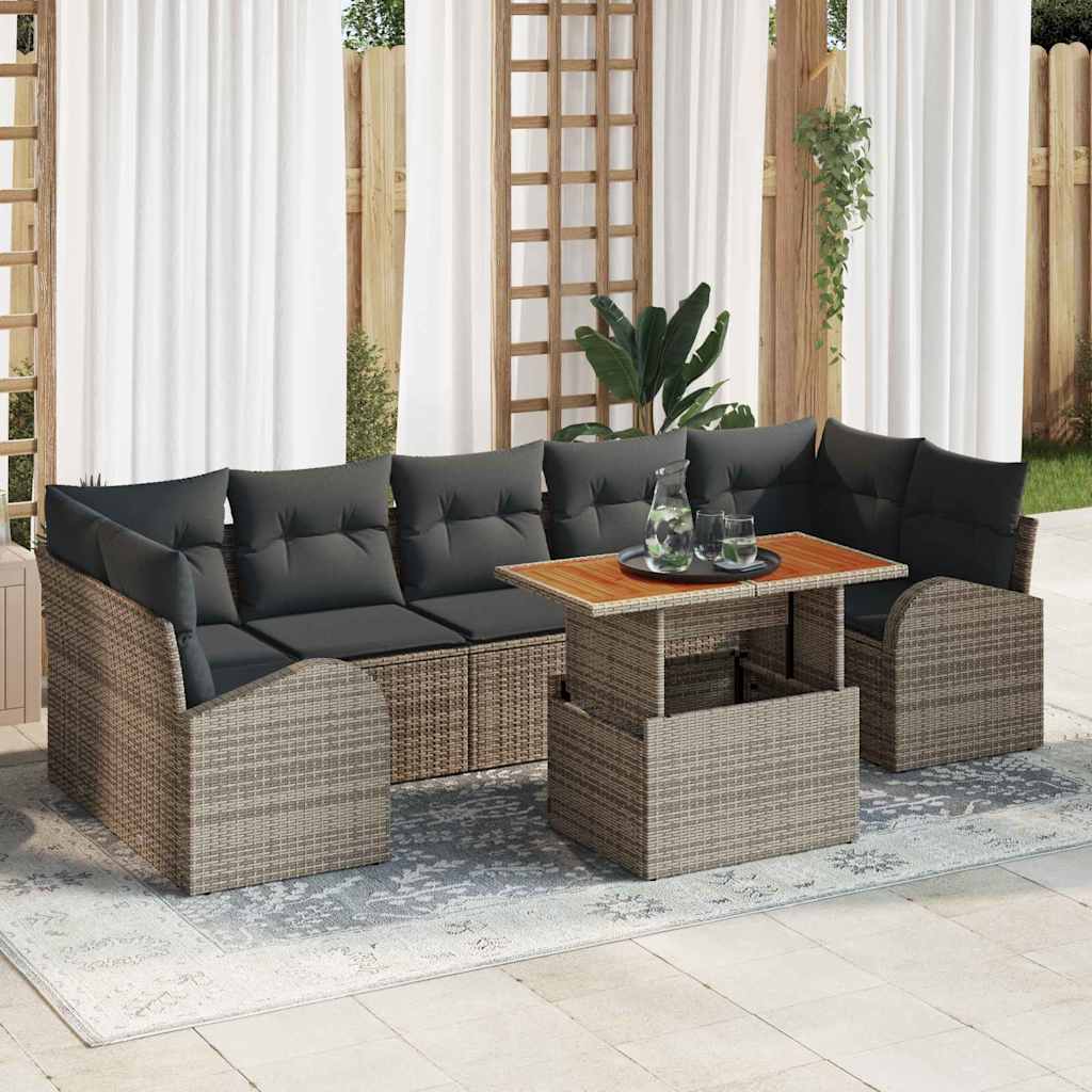 Set Divano da Giardino con cuscino 8 pcs Grigio