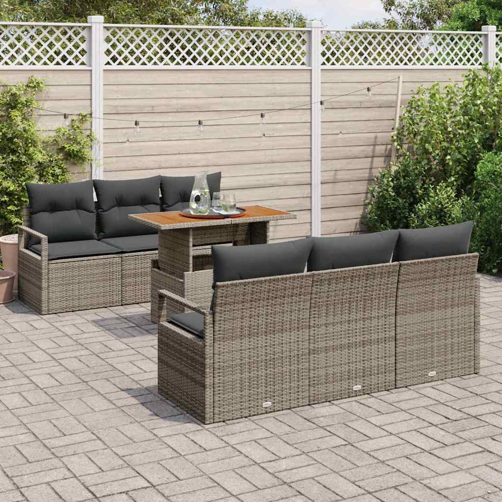 Set Divano da Giardino 7 pcs Grigio 100 x 55 x 73 cm - immagine 3