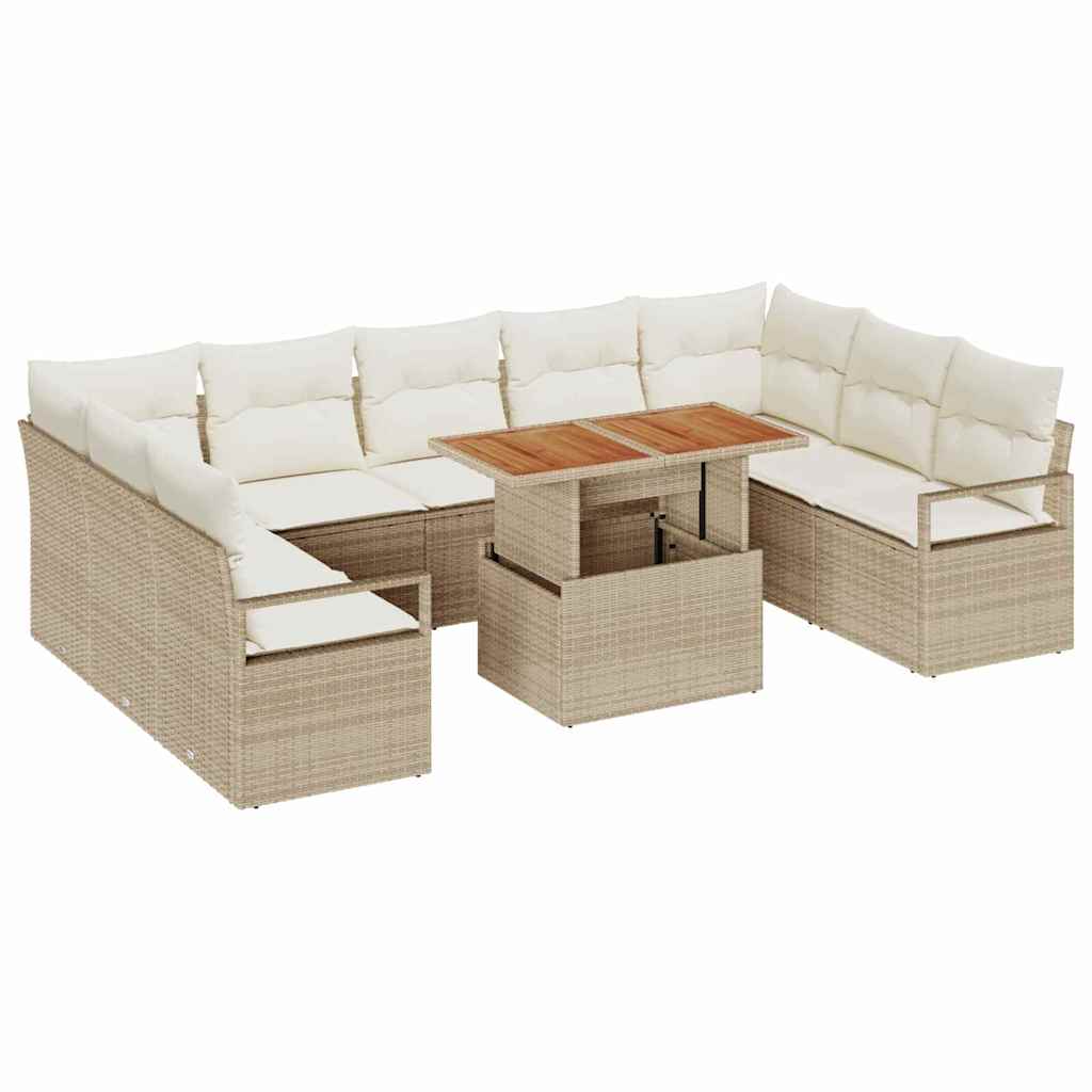 Set Divano da Giardino 10 pcs Beige e Crema 100 x 55 x 73 cm - immagine 2