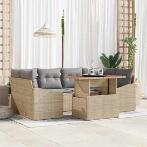 Set da Pranzo per Giardino Beige e grigio 100 x 55 x 73 cm