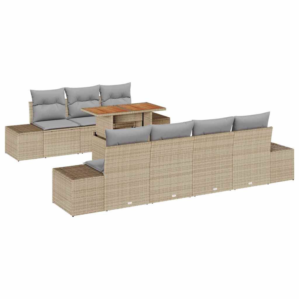 Set da Pranzo per Giardino con cuscino 8 pcs Beige e grigio - immagine 2