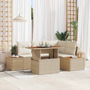 Set da Pranzo per Giardino 5 pcs Beige e Crema 100 x 55 x 73 cm