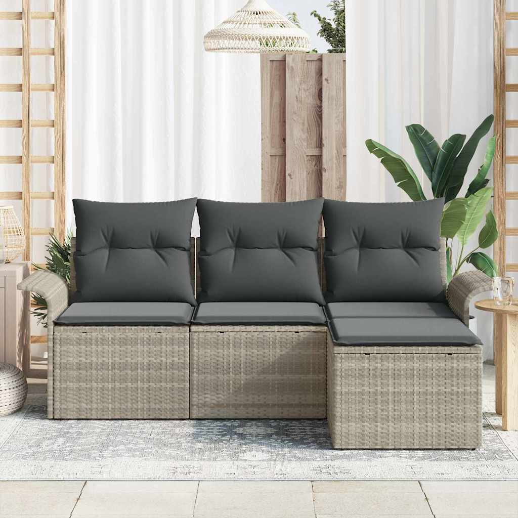 Set Divano da Giardino 4 pcs Grigio chiaro Poly Rattan - immagine 3