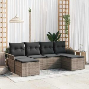 Set Divano da Giardino con archiviazione 6 pcs Nero polyrattan