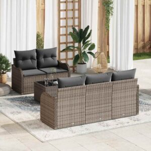 Set Divano da Giardino con cuscino 6 pcs Grigio 55 x 55 x 37 cm