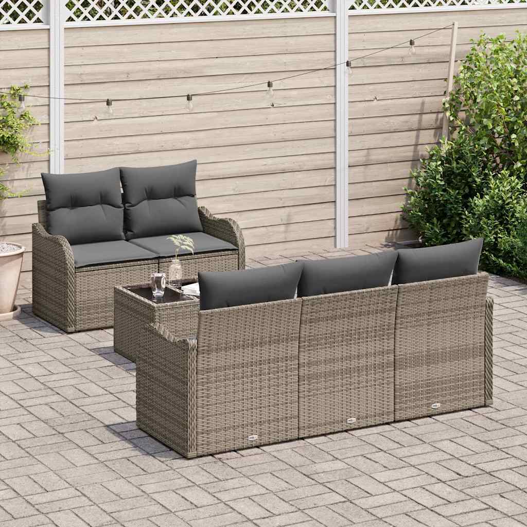 Set Divano da Giardino con cuscino 6 pcs Grigio 55 x 55 x 37 cm - immagine 3