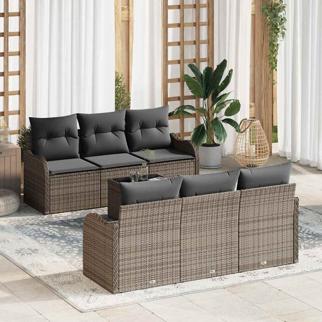 Set Divano da Giardino con cuscino 7 pcs Grigio 55 x 55 x 37 cm