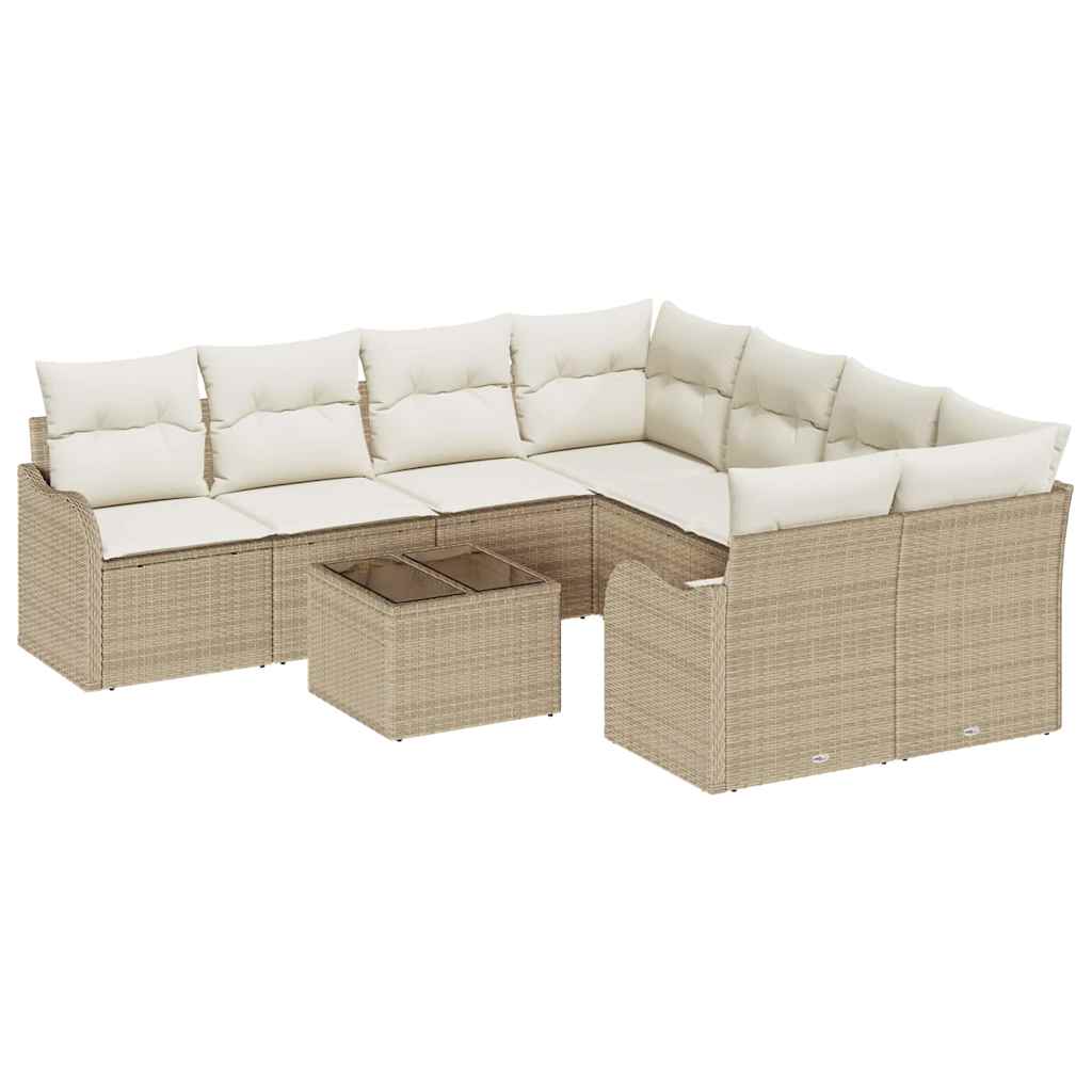 Set Divano da Giardino 9 pcs Beige e Crema 55 x 55 x 37 cm - immagine 2