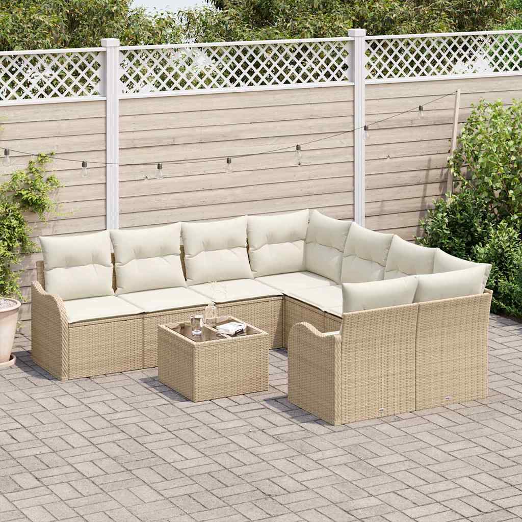 Set Divano da Giardino 9 pcs Beige e Crema 55 x 55 x 37 cm - immagine 3