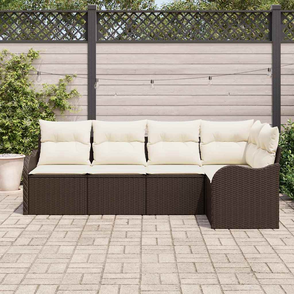 Set Divano da Giardino 5 pcs Marrone polyrattan - immagine 3