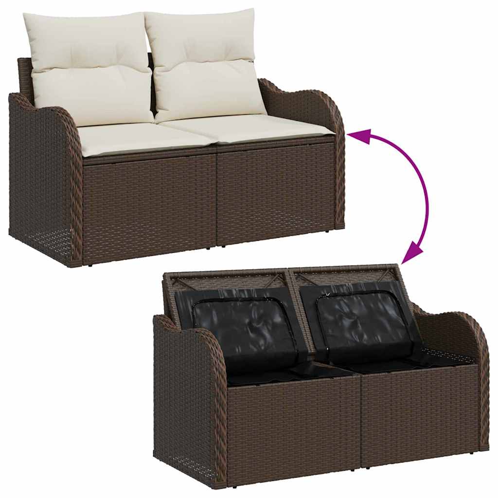 Set Divano da Giardino con cuscino 6 pcs Marrone Poly Rattan - immagine 9