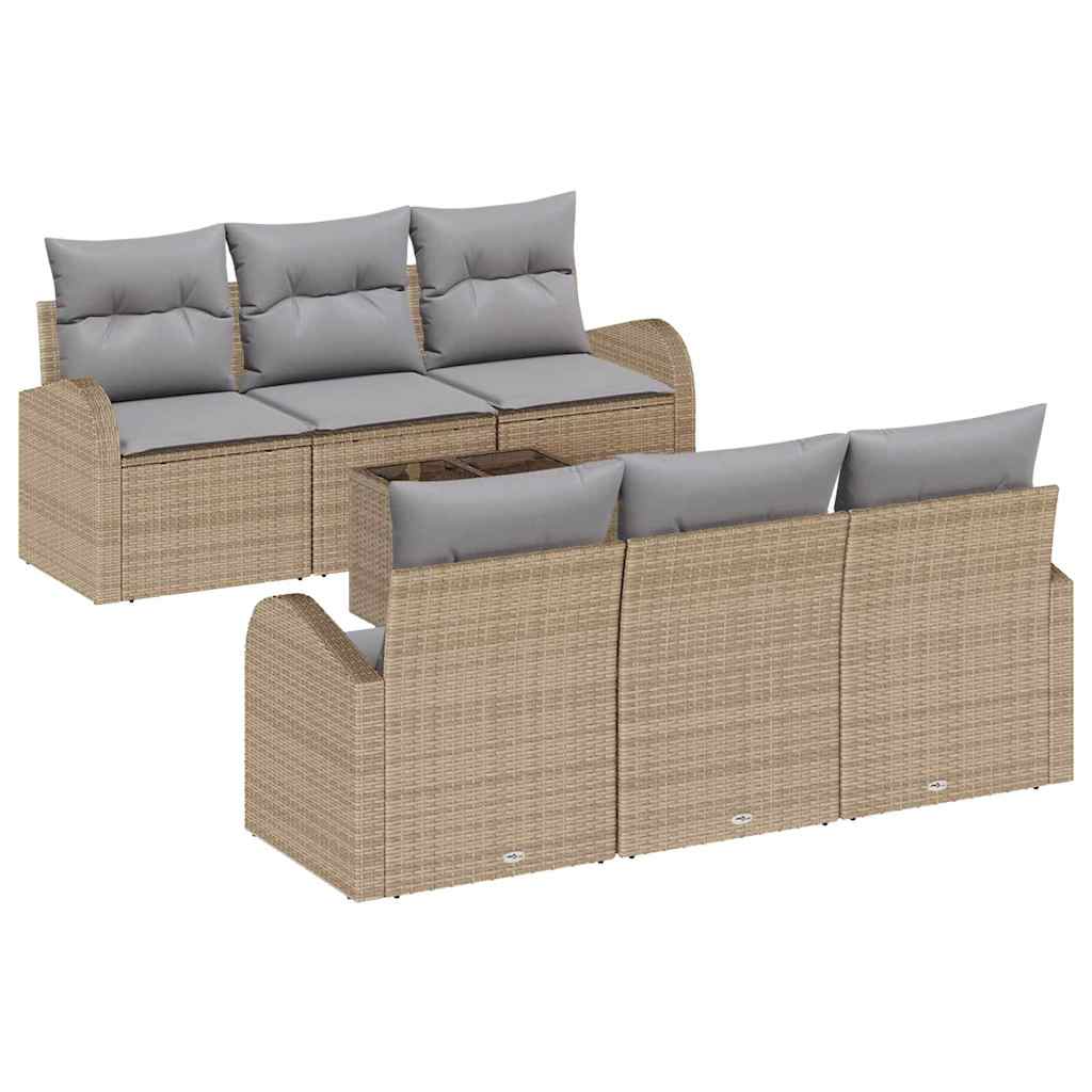 Set Divano da Giardino 7 pcs Beige e grigio polyrattan - immagine 2