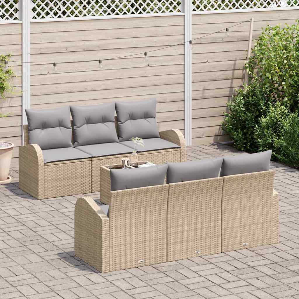 Set Divano da Giardino 7 pcs Beige e grigio polyrattan - immagine 3