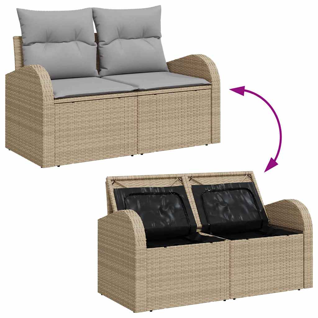 Set Divano da Giardino 7 pcs Beige e grigio polyrattan - immagine 6