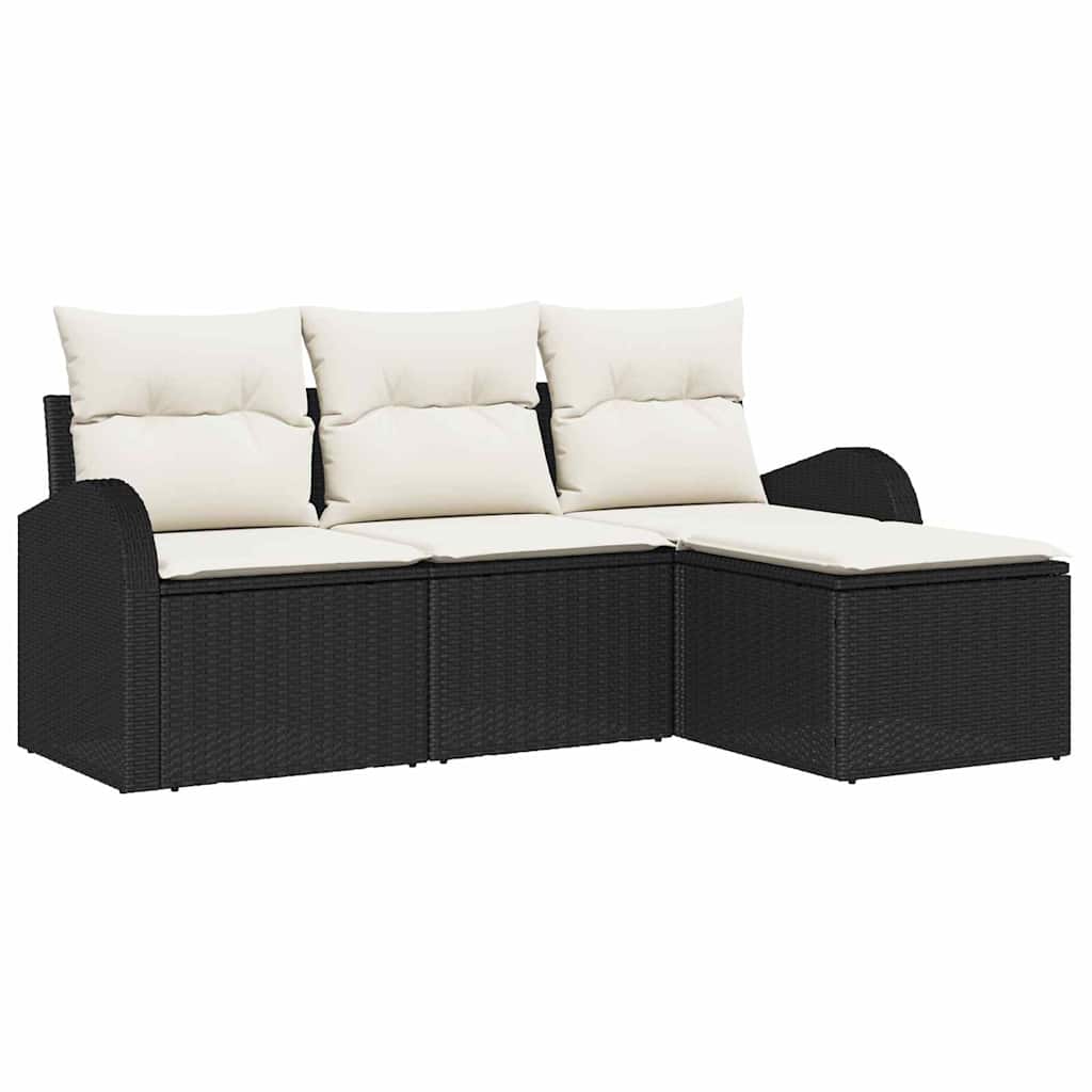 Set Divano da Giardino 4 pcs Nero e bianco Poly Rattan - immagine 2