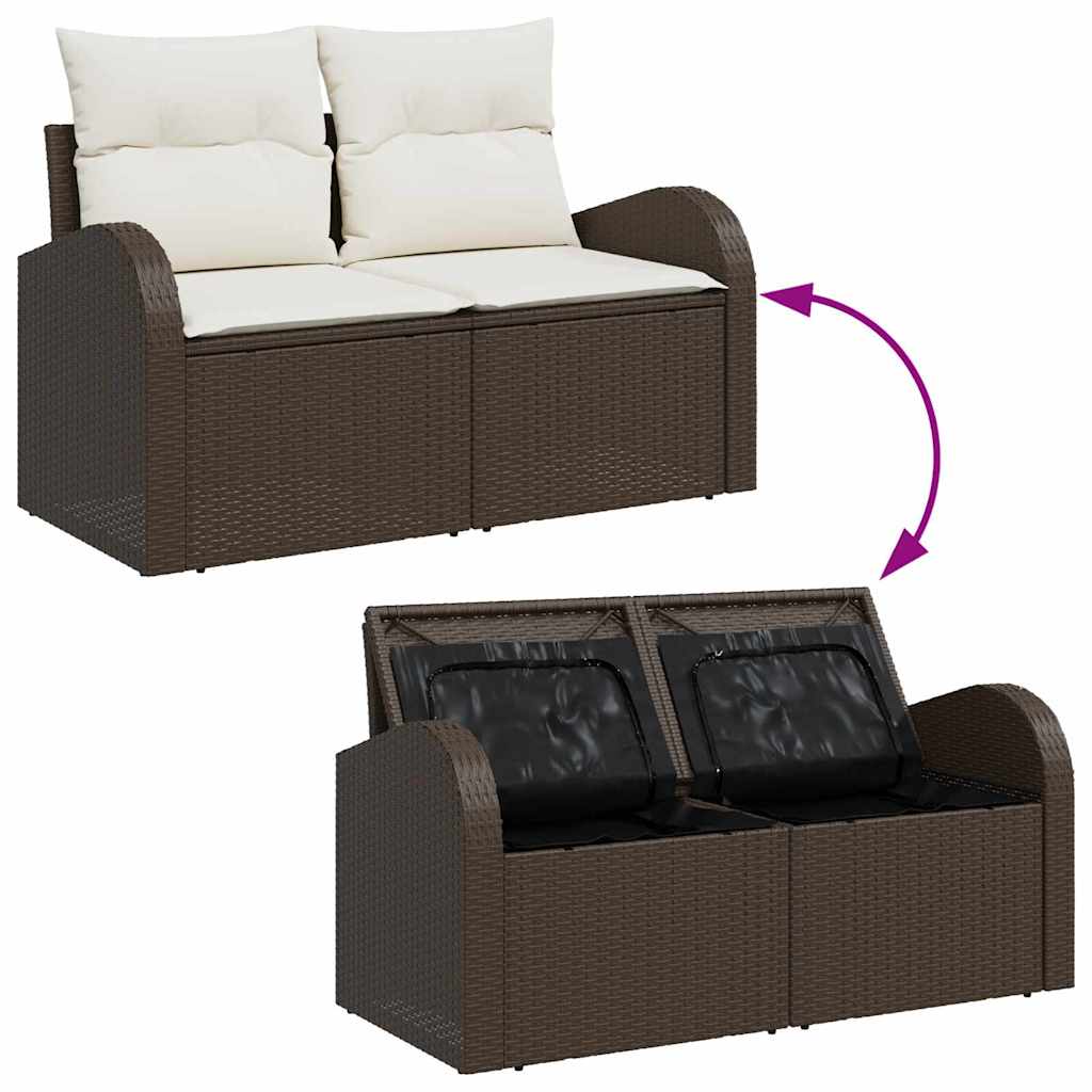 Set Divano da Giardino 6 pcs Marrone e bianco Poly Rattan - immagine 9