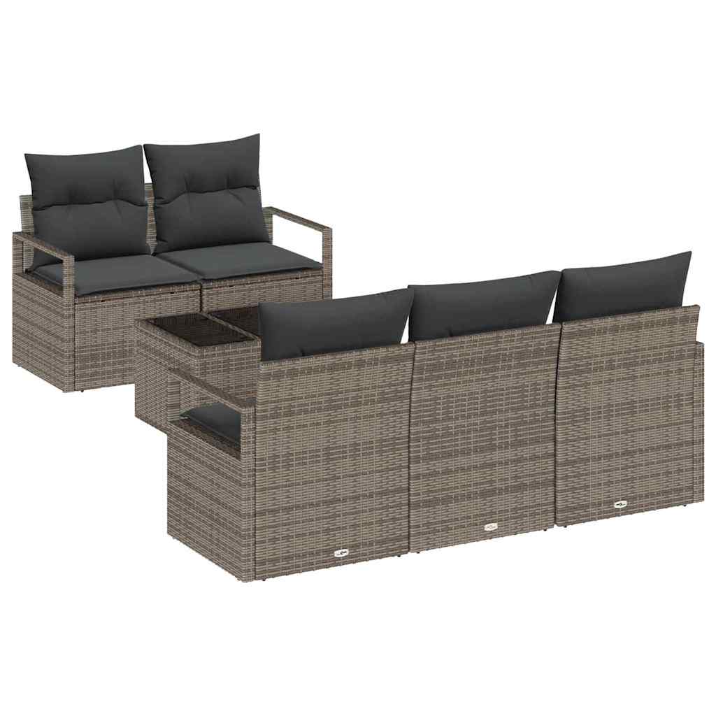 Set di divani con cuscino 6 pcs Grigio polyrattan - immagine 2