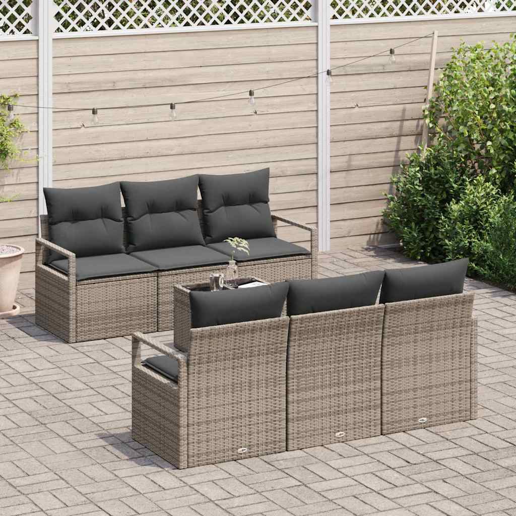 Set Divano da Giardino con cuscino 7 pcs Grigio 55 x 55 x 37 cm - immagine 3