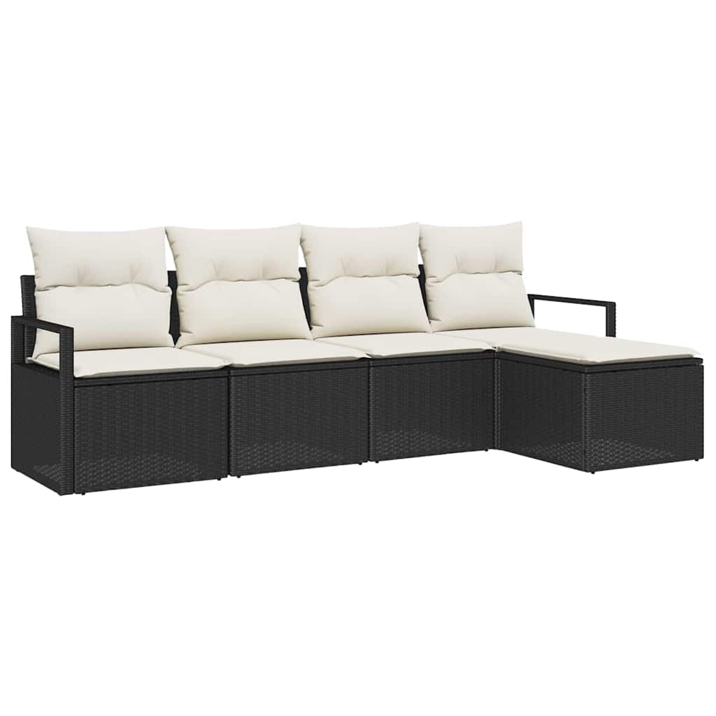Set di divani con cuscino 5 pcs Nero e Crema polyrattan - immagine 2