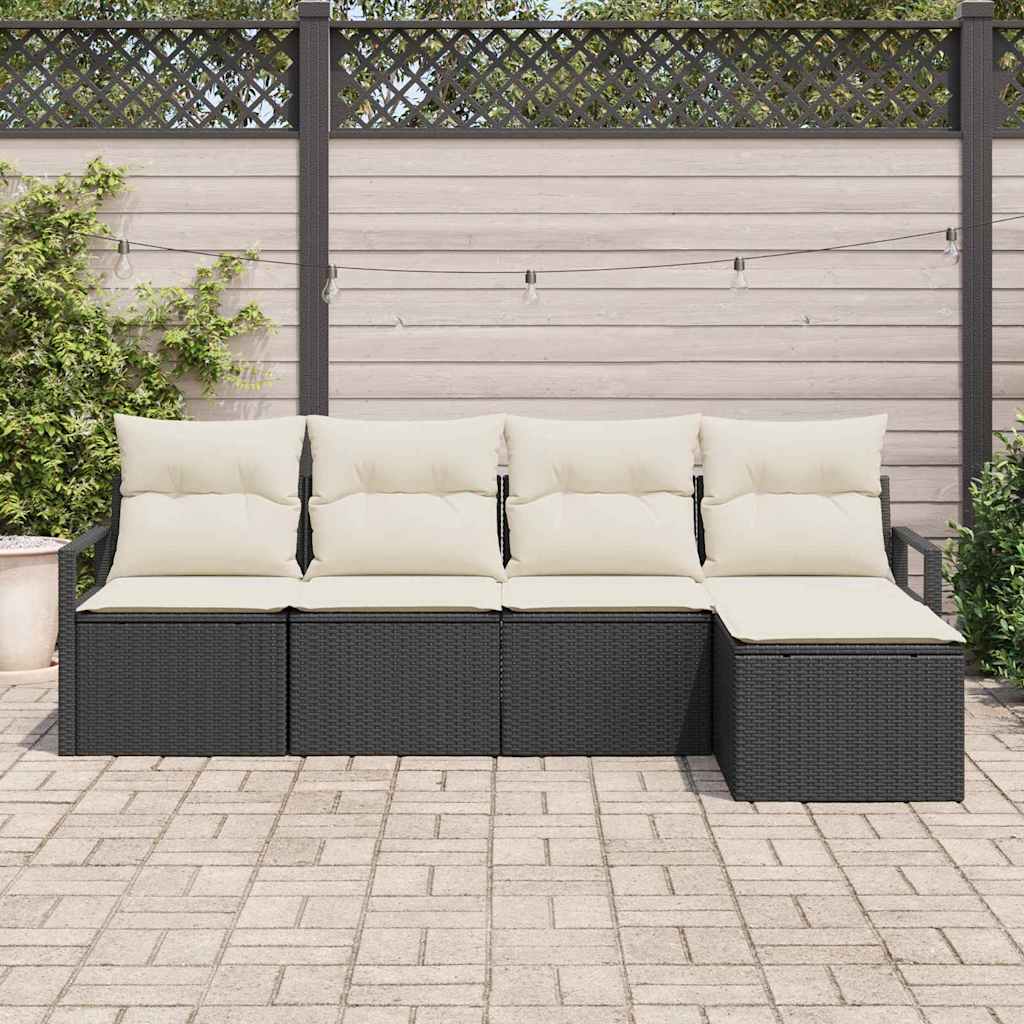 Set di divani con cuscino 5 pcs Nero e Crema polyrattan - immagine 3