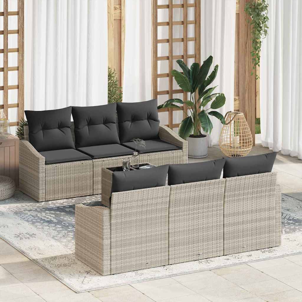 Set di divani 7 pcs Grigio chiaro e grigio scuro polyrattan