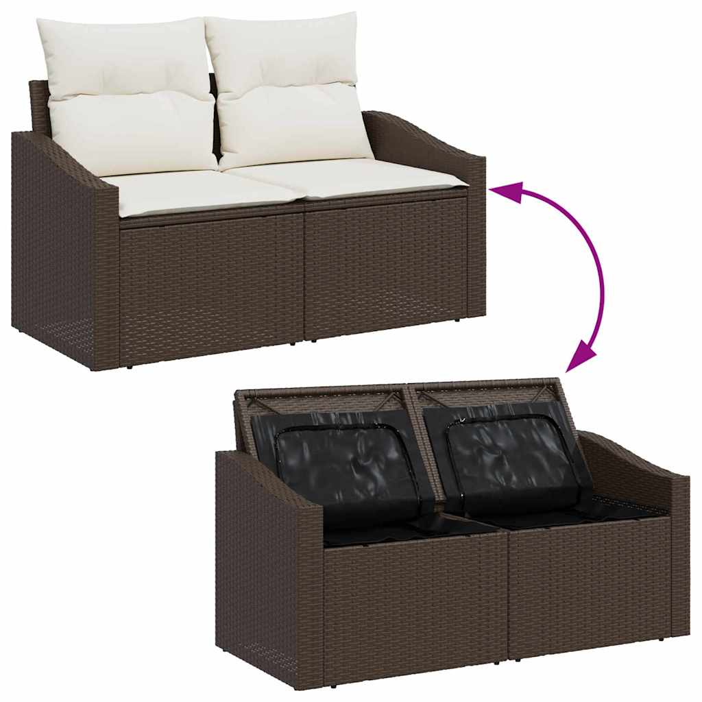 Set di divani con cuscino 8 pcs Marrone e Crema polyrattan - immagine 9